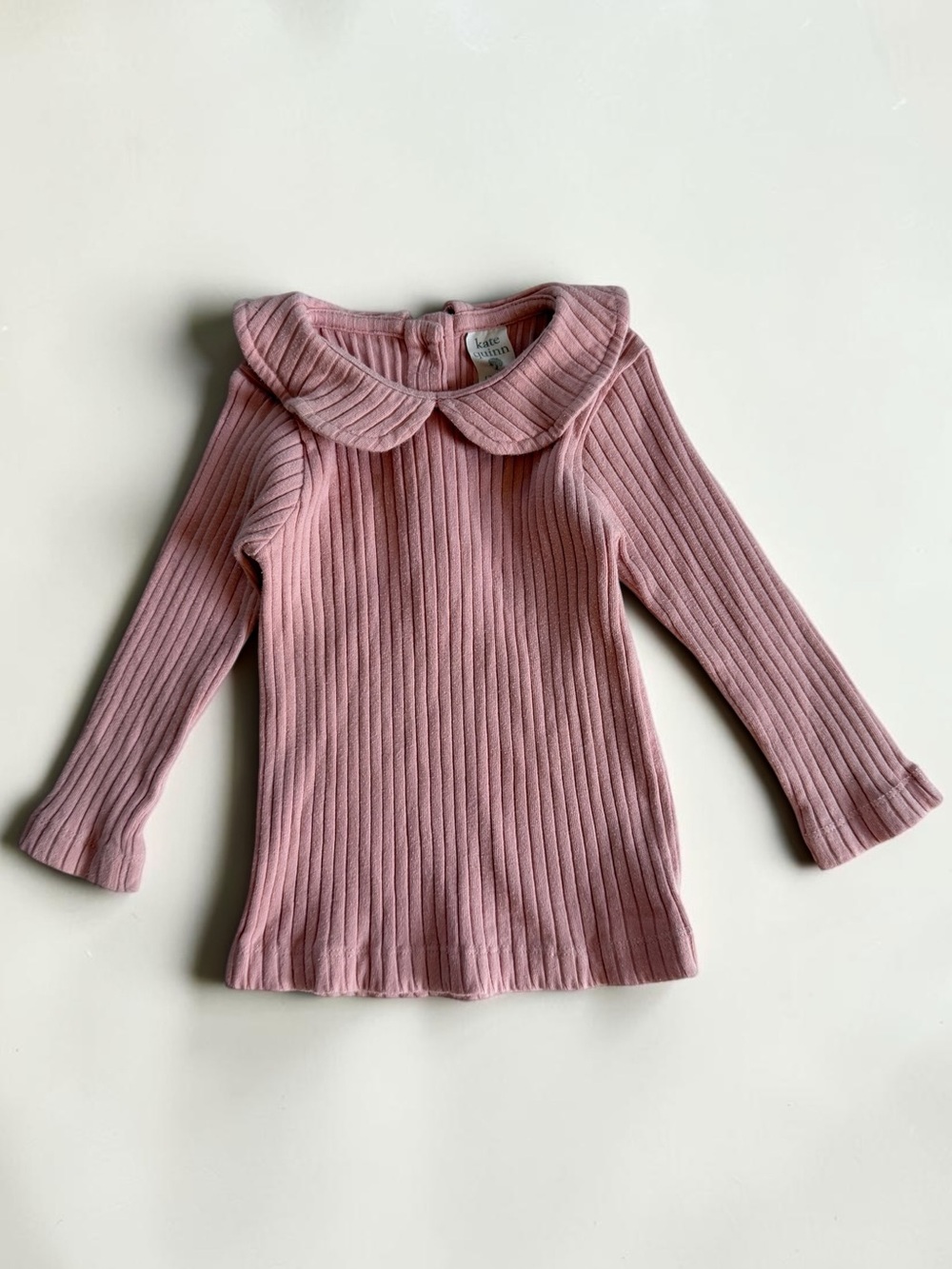 KATE QUINN VGUC Dusty Rose Ribbed Peter Pan Collar Long Sleeve Layering Top
